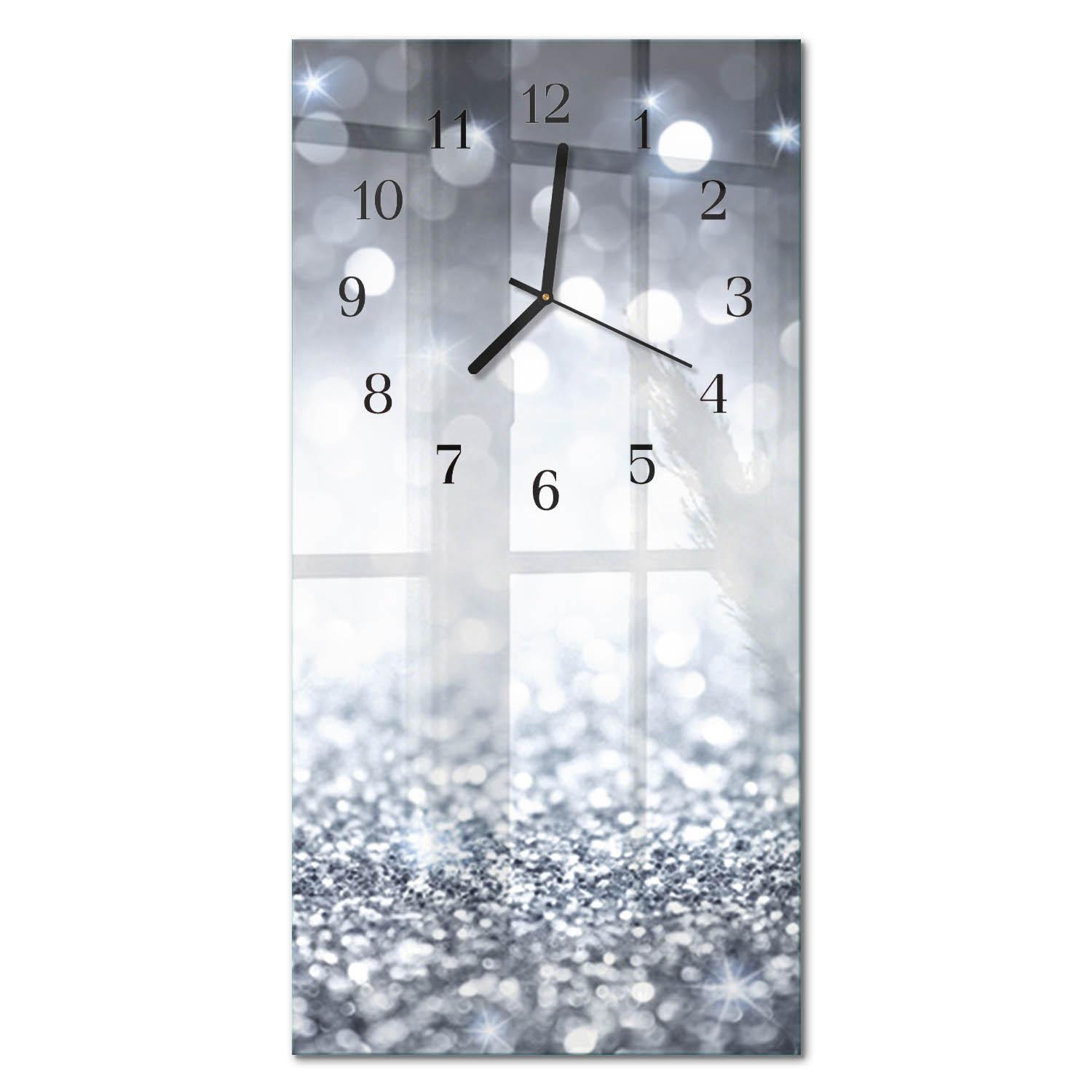 WANDUHR aus Glas 30x60 cm - Brokat - Silberfarben, Glas (30/60/0.4cm) - TULUP