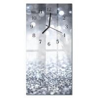 WANDUHR aus Glas 30x60 cm - Brokat - Silberfarben, Glas (30/60/0.4cm) - TULUP