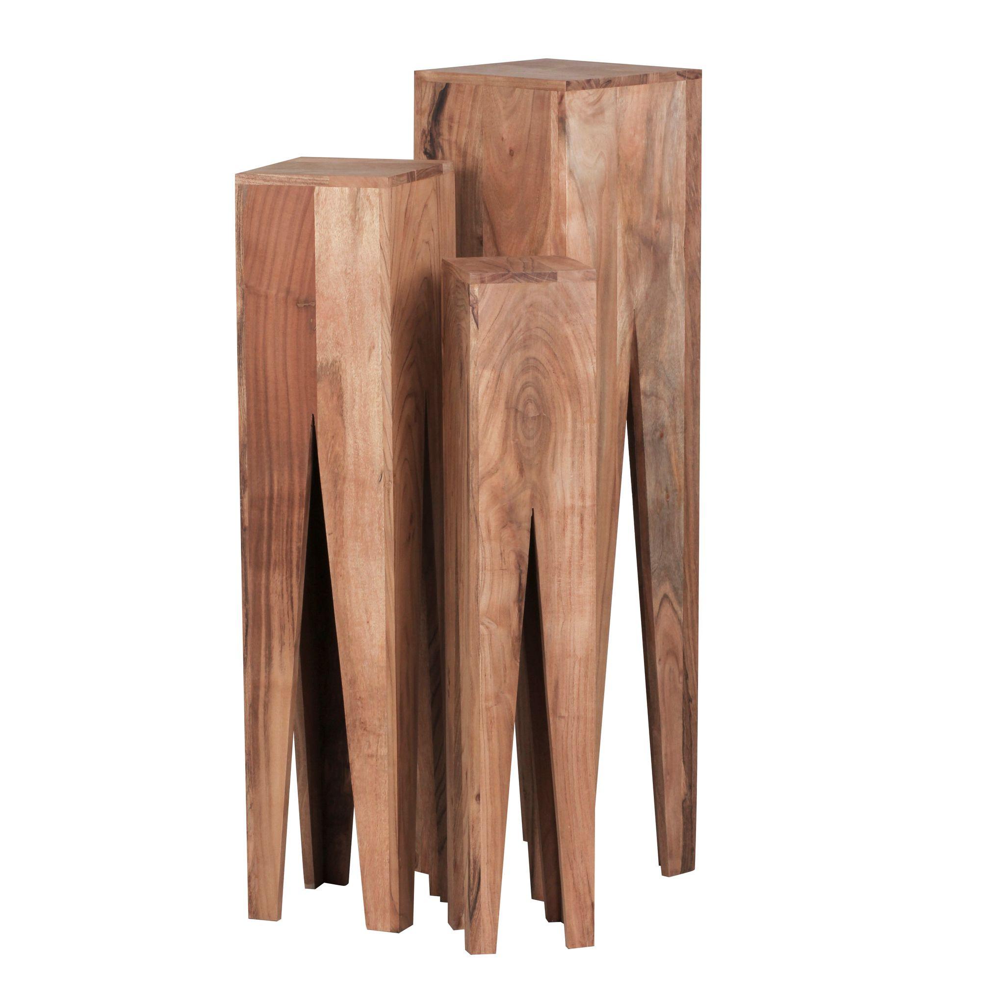 BEISTELLTISCH 3er Set Massivholz Quadratisch Modern, Akazie 25x25x100 cm - Akaziefarben, Holz (25/25/100cm) - KADIMA DESIGN
