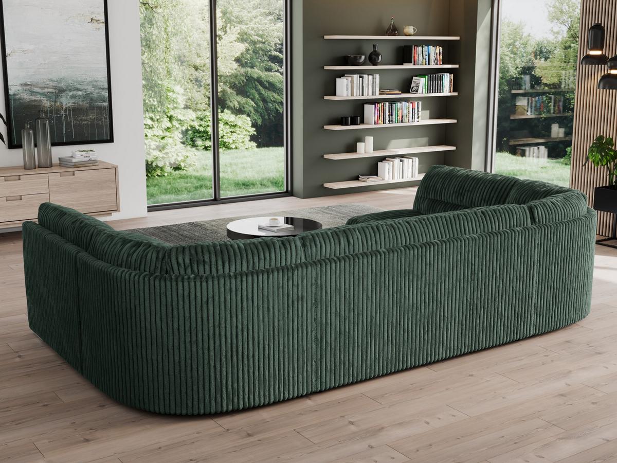 WOHNLANDSCHAFT MORBIDO U Grün Cord - Silberfarben/Grün, Textil/Metall (340/93/206cm) - MKS