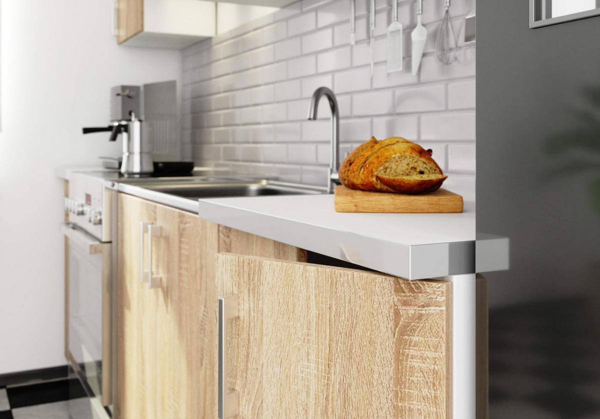 KÜCHENLEERBLOCK Weiß, Eiche Sonoma 203/240/44,5 - Weiß, Holzwerkstoff (240/203/44.5cm) - RAUMHIRSCH FURNITURE