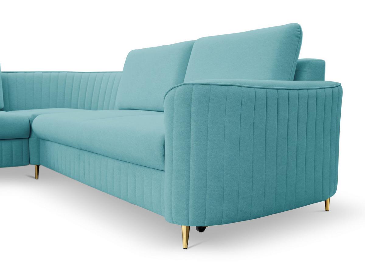 ECKSOFA VELA R-S Grün Velours-Stoff mit Schlaffunktion - Grün, Holz (251/251cm) - MASSENO