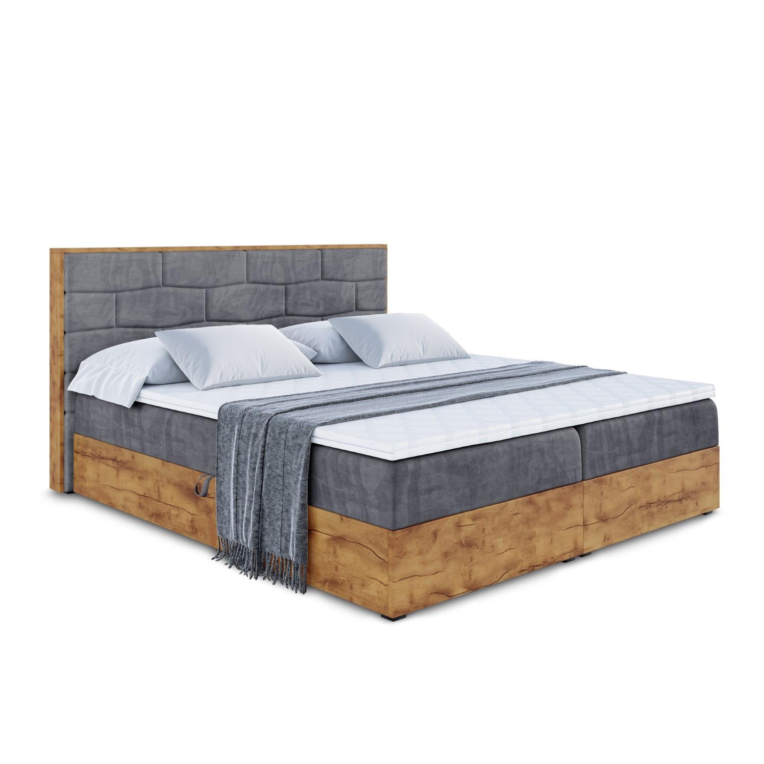 BOXBETT mit Matratze H4 und Lattenrost - LOLLI8 - 140x200 - Dunkelgrau - Grau, Holzwerkstoff/Kunststoff (140/200cm) - ALTDECOR