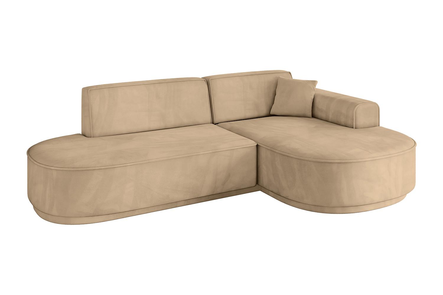 ECKSOFA Ottomane Rechts MARI-L1-v3 - 243x171x83 cm Taupe Velours - Taupe/Schwarz, Holzwerkstoff/Kunststoff (171/243cm) - ALTDECOR