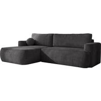 ECKSOFA Marion mit Schlaffunktion & Bettkasten in Chenille Graphit, Schwarz, Links 267/154/83 cm - Graphitfarben/Schwarz, Kunststoff/Textil (267/154cm) - WFL GROUP