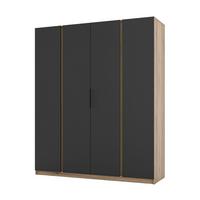 DREHTÜRENSCHRANK CAGLIARI 200/239/61,9cm 4-türig Goldfarben - Goldfarben/Schwarz, Holzwerkstoff (200/239/61.9cm) - MASSENO