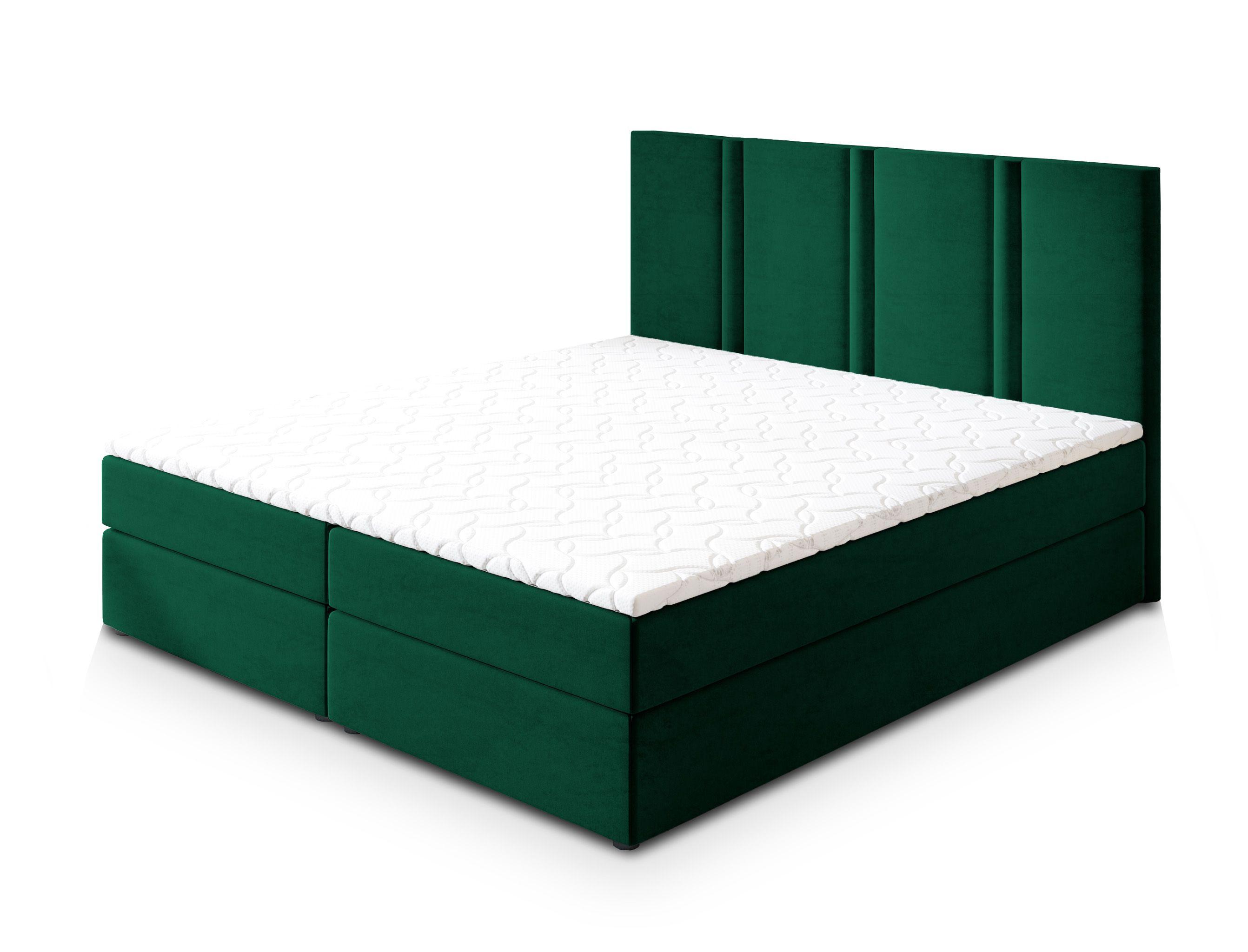 BOXBETT LARIO 160x200 cm mit Matratze und Topper - Grün - Grün, Holz (160/200cm) - MASSENO