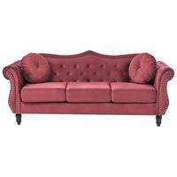 3-SITZER-SOFA Samtstoff Dunkelrot Skien - Dunkelrot, Textil (204/86/78cm) - Beliani