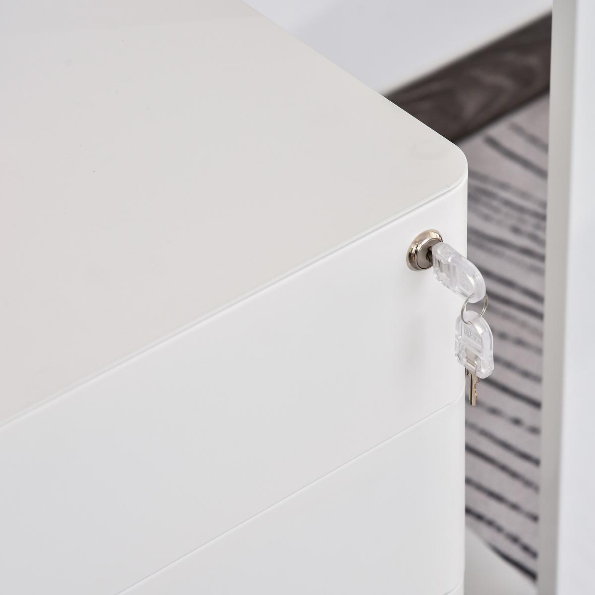 ROLLCONTAINER mobiler Aktenschrank mit 3 Schubladen Büroschrank Stahl Weiß - Weiß, Metall (48/59/39cm) - Vinsetto