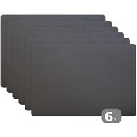 PLATZSETS 6er-Set Leder - Strukturiert - Leder-Optik - Grau Tischuntersetzer 45x30 cm - Mokka, Kunststoff (0.3/45/30cm) - MuchoWow