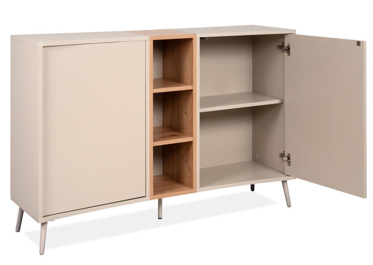 SIDEBOARD Kaschmir, Eiche Artisan 135 cm, Kommode mit Push-to-Open - Kaschmir/Eiche Artisan, Holzwerkstoff (135/90/37.5cm) - Furn.Design