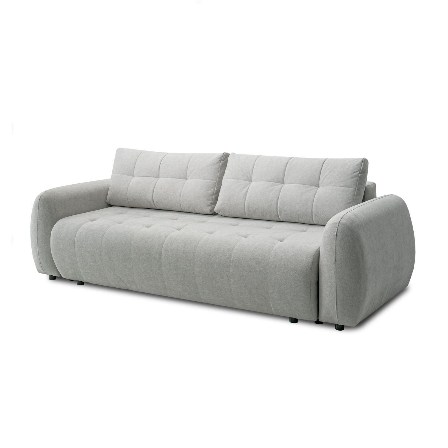 SOFA OMEGA Zweisitzer mit Schlaffunktion, Rosa 23 - Hellgrau, Textil (252/92/105cm) - Lookway