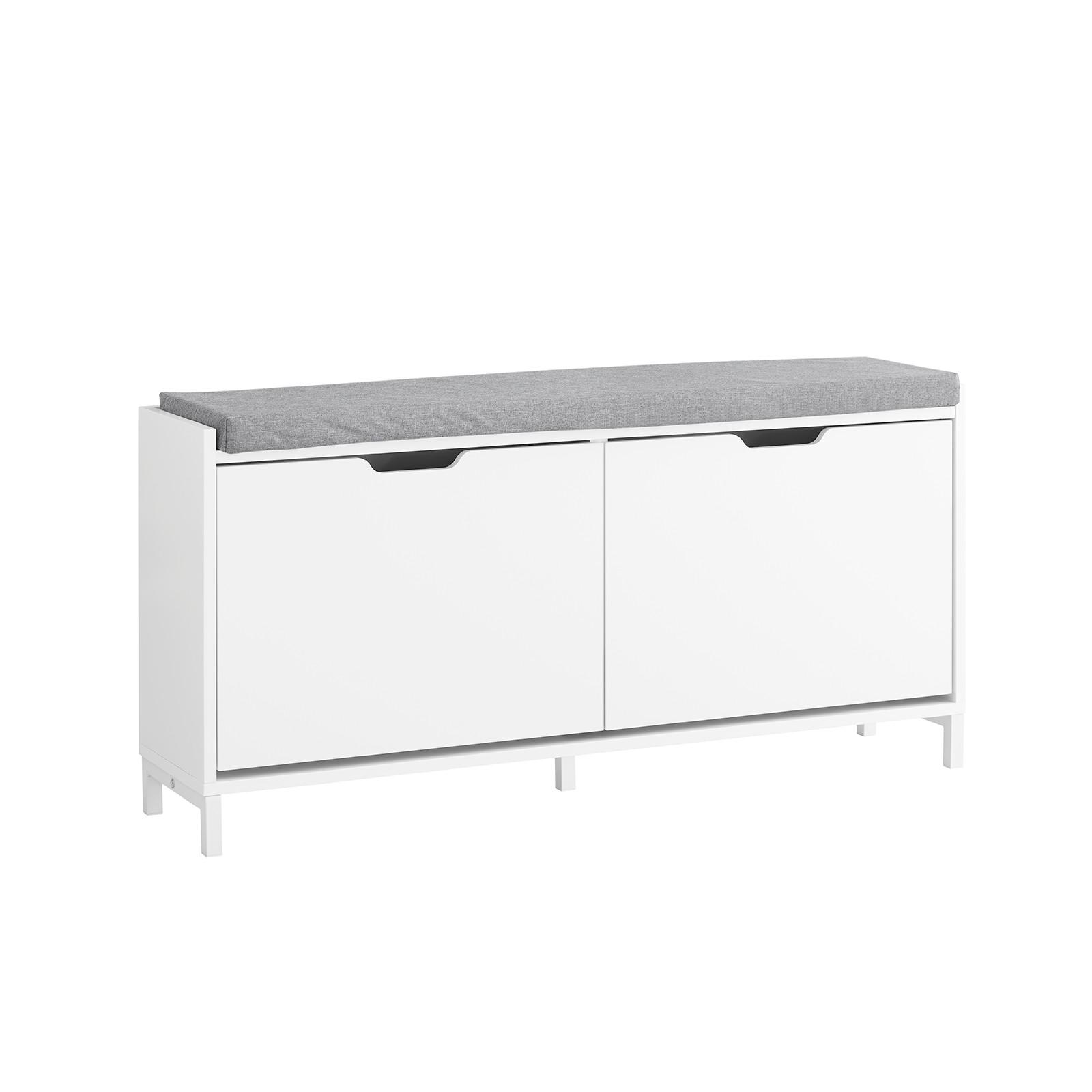 SCHUHSCHRANK mit Sitzfläche, Weiß, 105x52x24cm - Weiß, Holzwerkstoff/Metall (105/52/24cm) - SoBuy