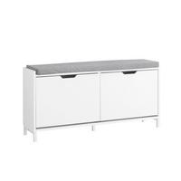 SCHUHSCHRANK mit Sitzfläche, Weiß, 105x52x24cm - Weiß, Holzwerkstoff/Metall (105/52/24cm) - SoBuy