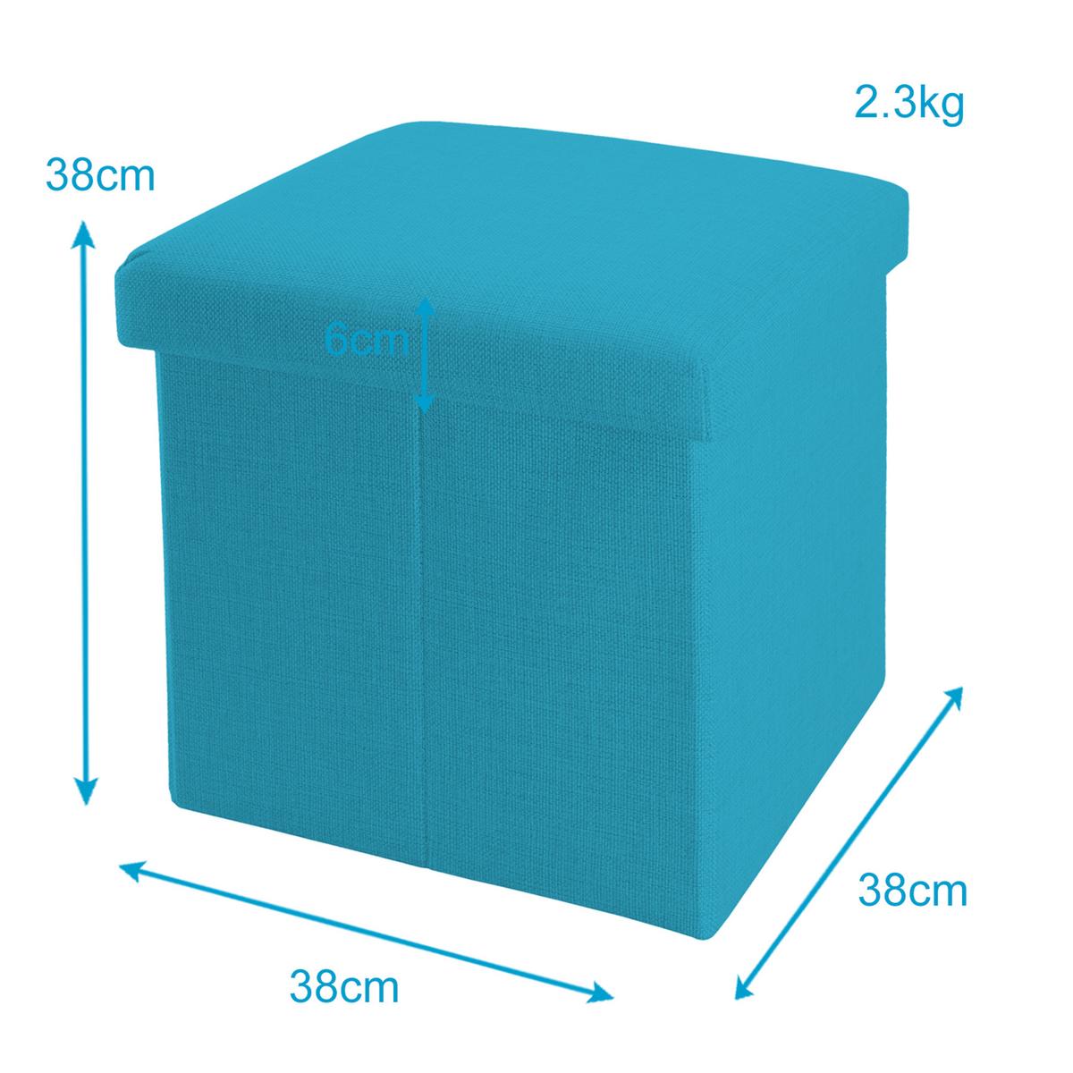 SITZHOCKER mit Stauraum 30/30/30 cm (Blau) - Hellblau, Textil (38/38/38cm) - Intirilife
