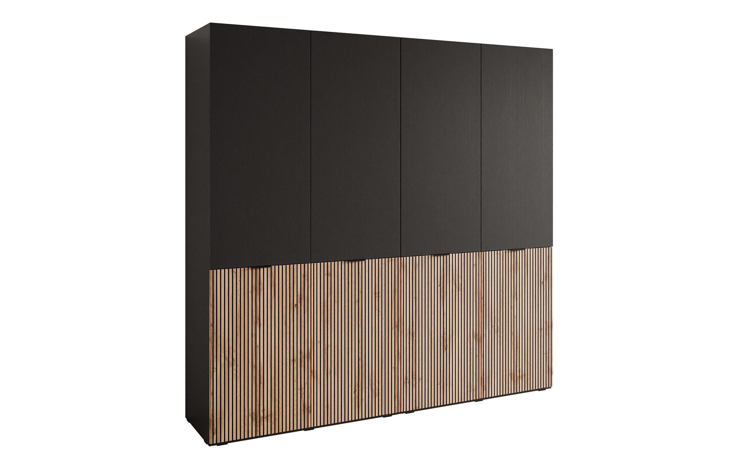 KLEIDERSCHRANK SANDBOX LOFT 200 202/49/200 cm Schwarzgraphit / Schwarzgraphit + Eiche Wotan ohne LED ohne Zusatzböden - Eiche Wotan/Schwarz, Holzwerkstoff/Kunststoff (202/200/49cm) - Lookway