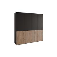 KLEIDERSCHRANK SANDBOX LOFT 200 202/49/200 cm Schwarzgraphit / Schwarzgraphit + Eiche Wotan ohne LED ohne Zusatzböden - Eiche Wotan/Schwarz, Holzwerkstoff/Kunststoff (202/200/49cm) - Lookway