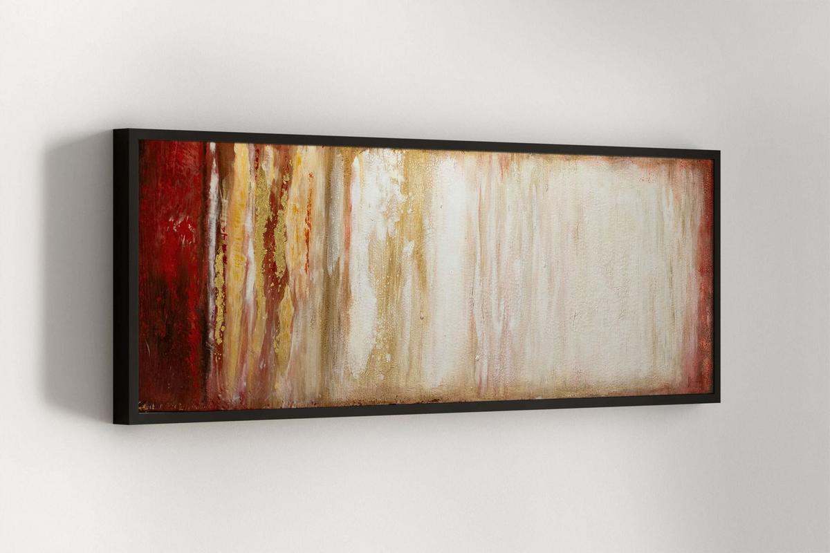 ACRYLBILD HANDGEMALT 150/50 cm - Rot/Braun, Holz/Textil (150/50cm) - KUNSTLOFT