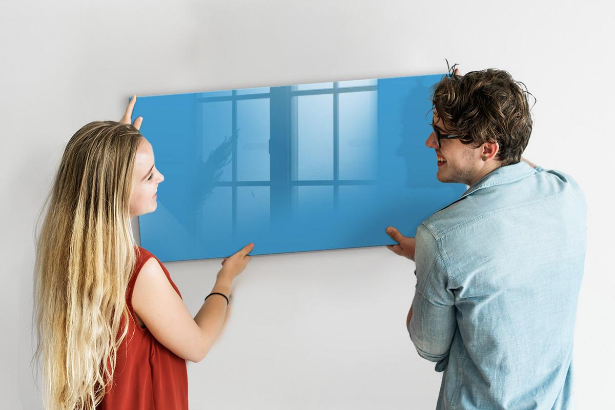 MAGNETTAFEL 120x60 Blau schwarzer Marker - Blau, Glas (120/0.4/60cm) - TULUP