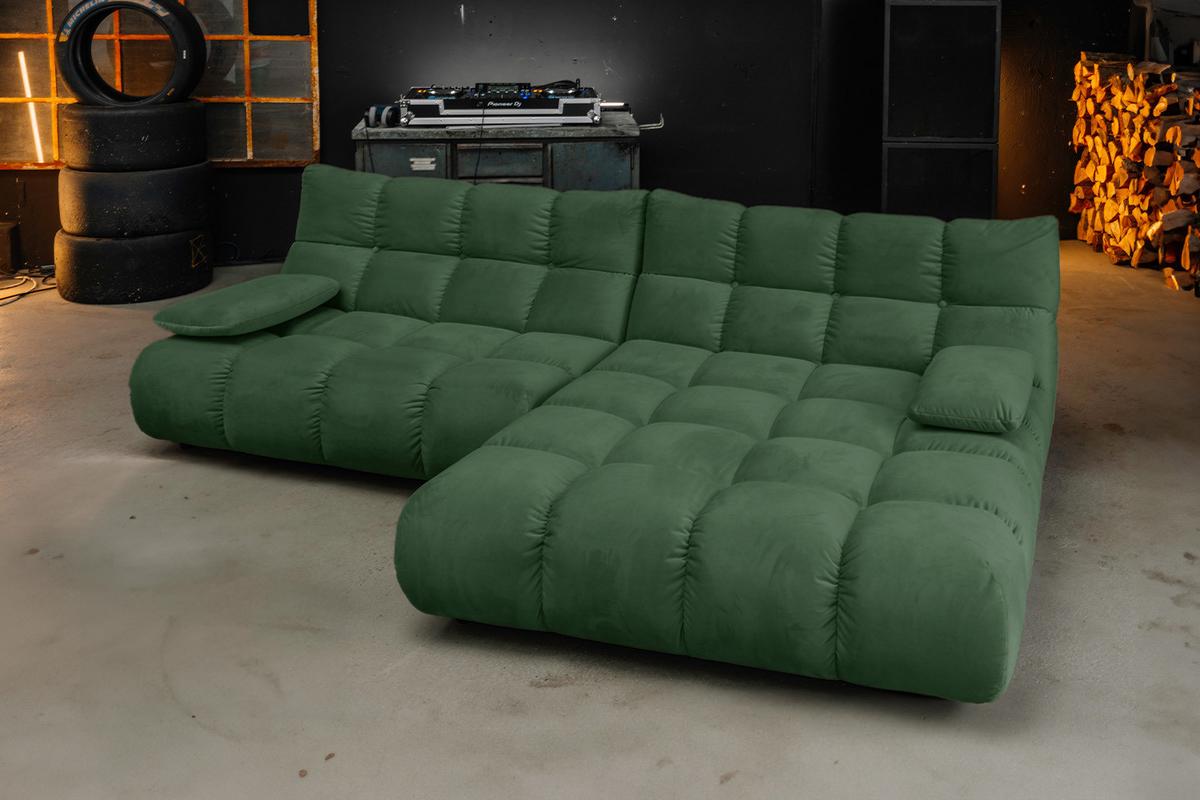 ECKSOFA VIVIEN Smaragdgrün Velvet - Smaragdgrün/Schwarz, Kunststoff/Textil (290/178cm) - KAWOLA