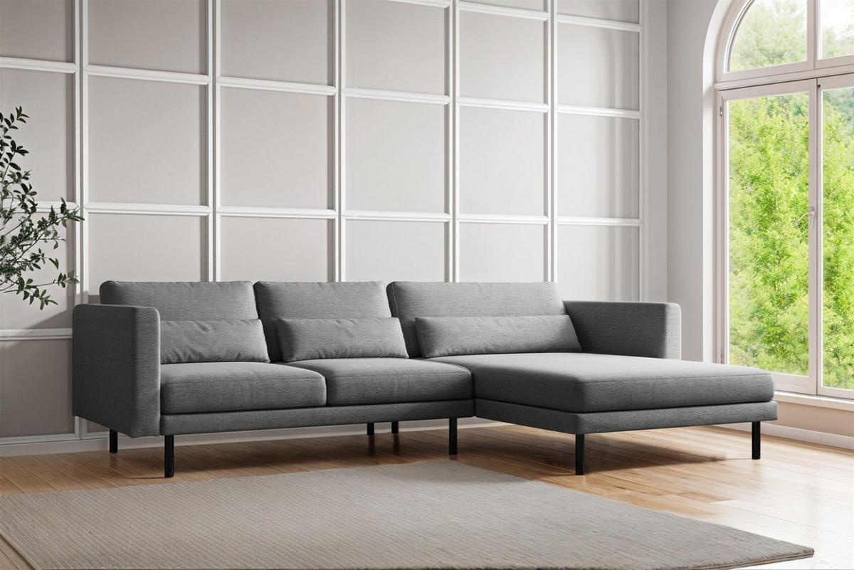 ECKSOFA Agada In Verita - Grau, Holzwerkstoff/Textil (281/174cm) - Fun Möbel