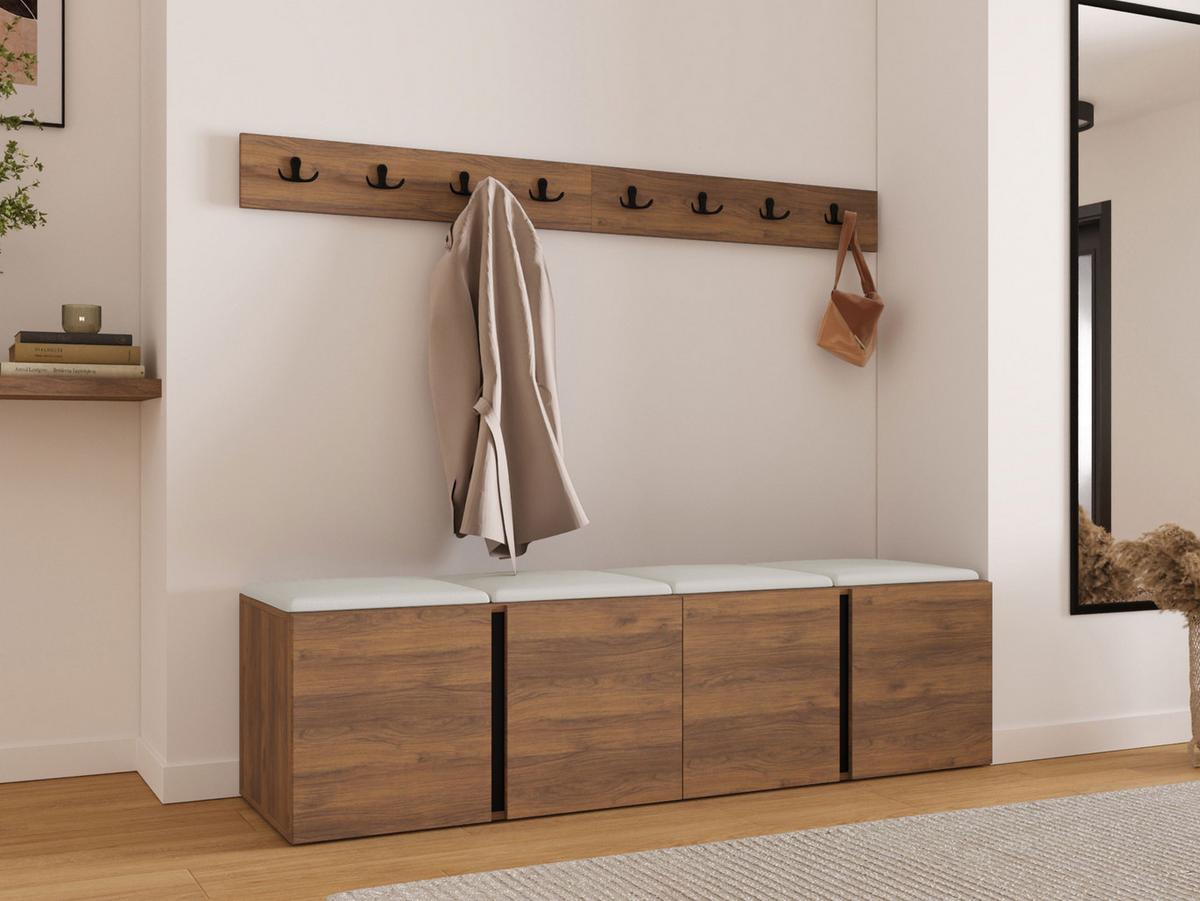 GARDEROBEN-SET Orion VII - Nussbaumfarben/Weiß, Holzwerkstoff/Kunststoff (168/42/46cm) - MIRJAN24