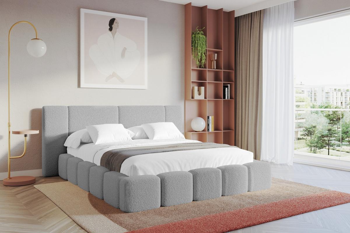 POLSTERBETT mit Bettkasten und Lattenrost, Boxbett ohne Matratze - NILO 120x200 Hellgrau - Taupe, Holzwerkstoff/Textil (120/200cm) - ALTDECOR