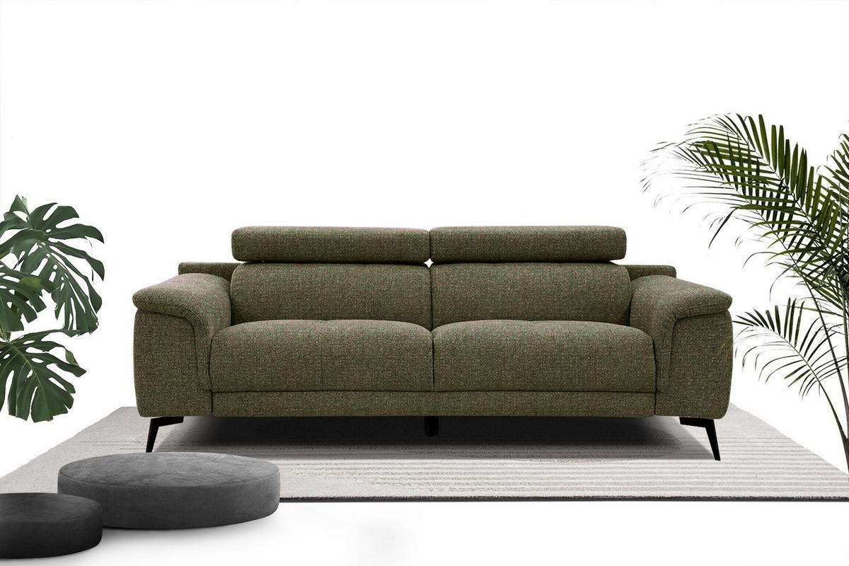 SOFA FIERO 3-Sitzer, olivgrün - Schwarz/Olivgrün, Holzwerkstoff/Textil (212/82/103cm) - Wozimo