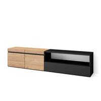 LOWBOARD, Eiche, Schwarz, 200/35/45cm - Eichefarben/Schwarz, Holzwerkstoff (200/45/35cm) - Skraut Home