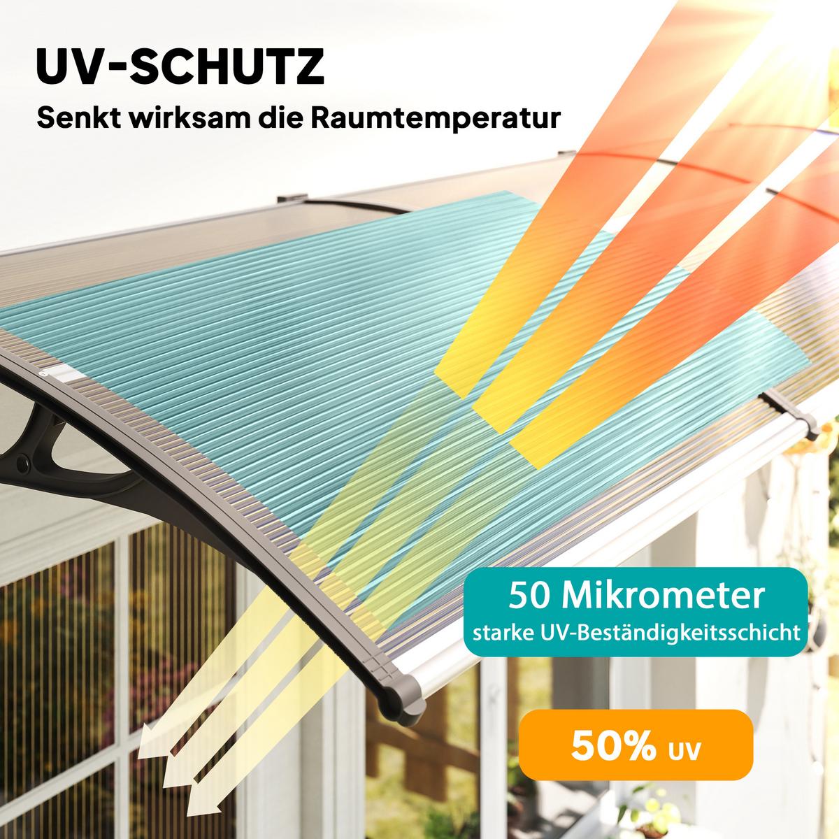 PULTVORDACH Polycarbonate Aluminium Braun Schwarz - Schwarz, Kunststoff/Metall (96/27/303cm) - Outsunny