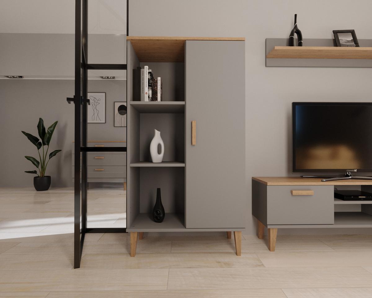 BÜCHERREGAL Denver Grau 80/120/35 cm - Grau, Holzwerkstoff (80/120/35cm) - RAUMHIRSCH FURNITURE