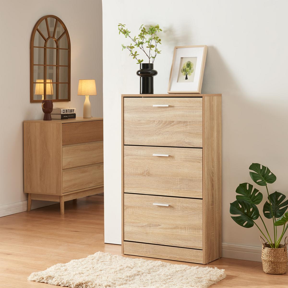 SCHUHSCHRANK Sykkylven - Sonoma Eiche, Holzwerkstoff (60/103/24cm) - [en.casa]
