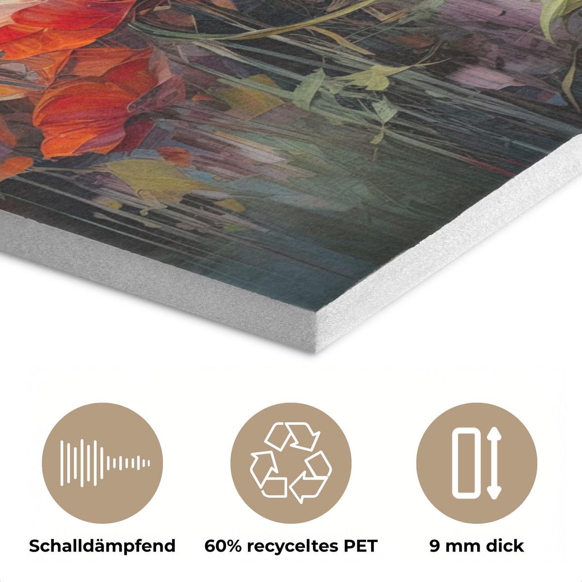 AKUSTIKBILD Blumen - Aquarell - Kunst - Botanisch - Natur Wanddeko 70x50 cm - Orange, Kunststoff (70/50/0.9cm) - MuchoWow