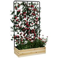 HOCHBEET mit Rankhilfe, Pflanzkasten aus Holz, für Garten, Balkon, Naturholz - Fichtefarben, Holz (38/145/80cm) - Outsunny
