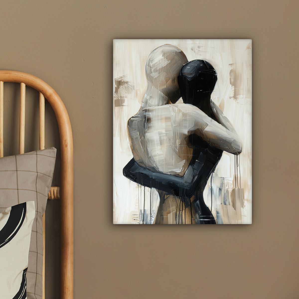 LEINWANDBILD Abstrakt - Liebe - Schwarz und weiß - Modern Room Decor 30x40 cm - Schwarz, Textil (30/40cm) - MuchoWow