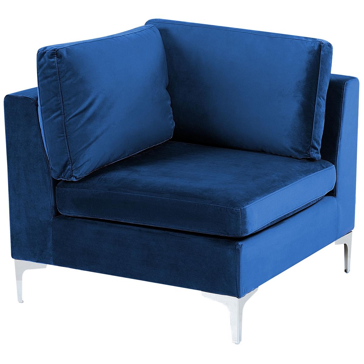 6-SITZER WOHNLANDSCHAFT U-förmig Samtstoff marineblau Evja - Blau, Textil (300/84/150cm) - Beliani