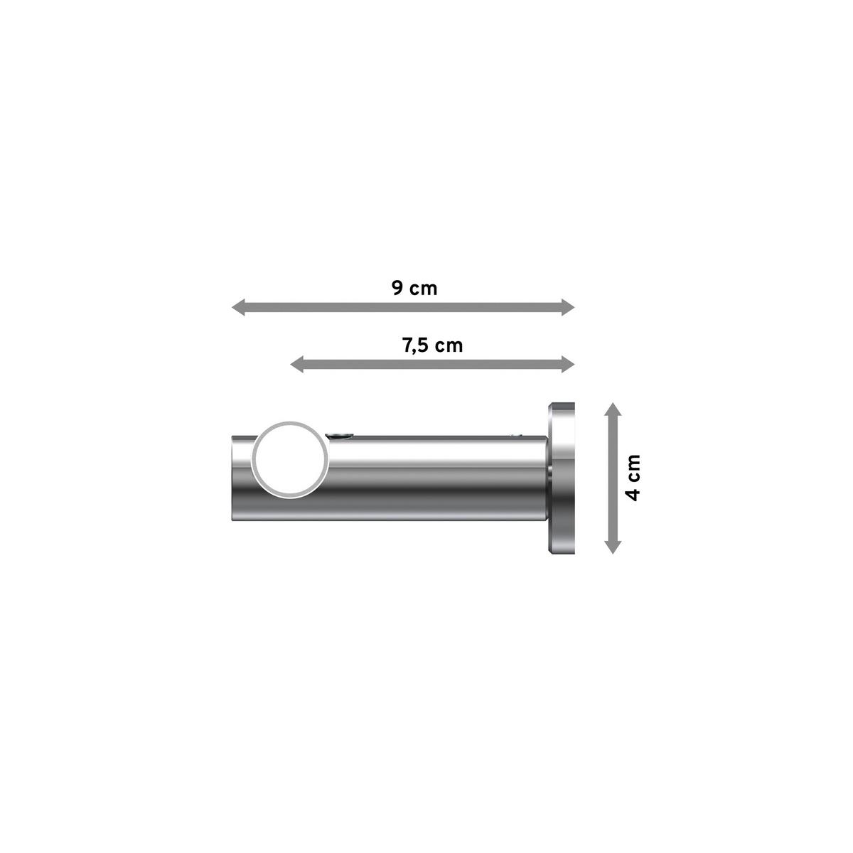 GARDINENSTANGE Platon Verano 400 cm (geteilt in 2 x 200 cm), 1-läufig, 20 mm Ø Chrom - Chromfarben/Weiß, Metall (400cm) - INTERDECO