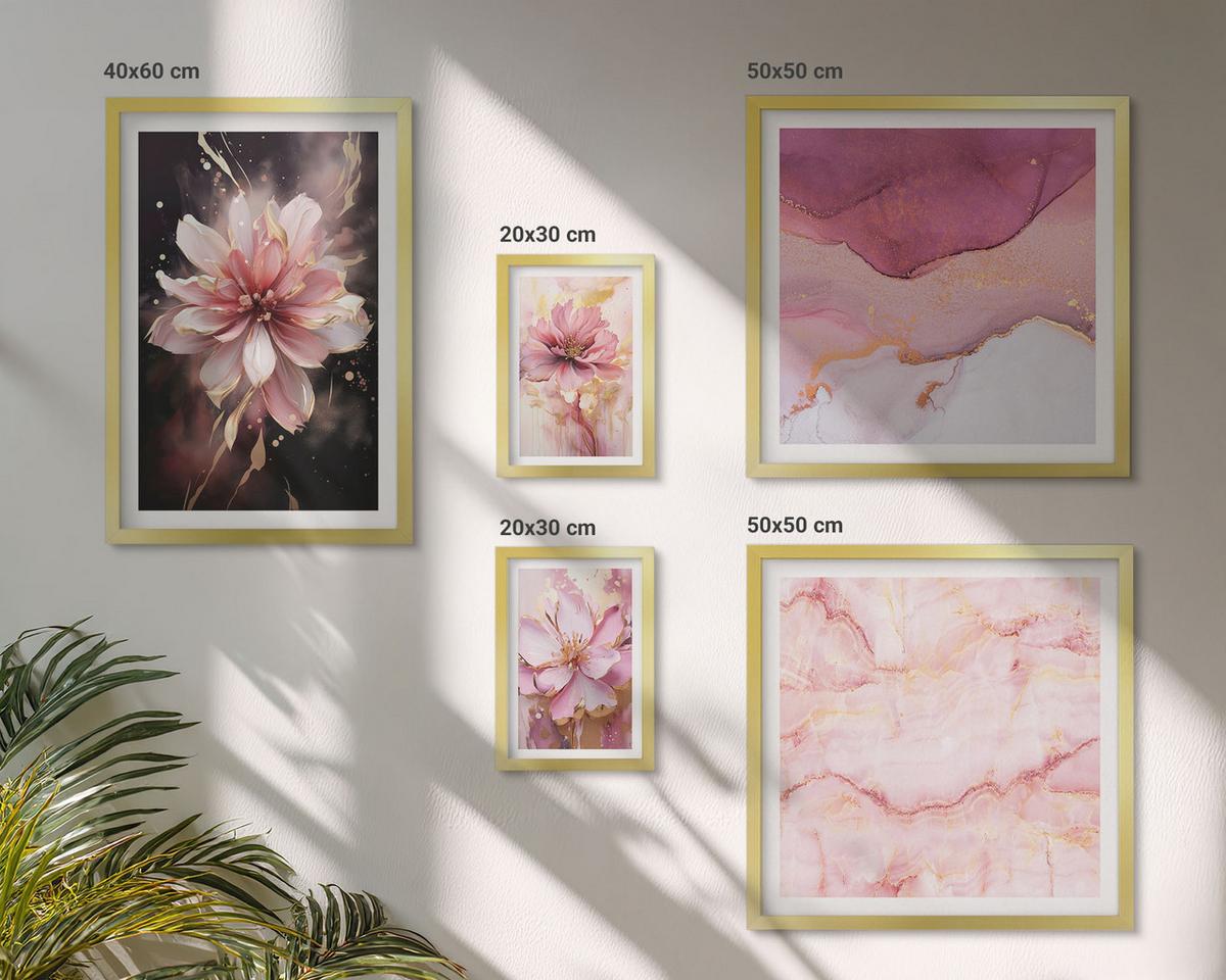 BILDER SET 5er Set - 50x50 cm & 20x30 cm & 40x60 cm Goldrahmen - Waldlandschaften der Wildnis - Goldfarben, Kunststoff (40/60cm) - TULUP