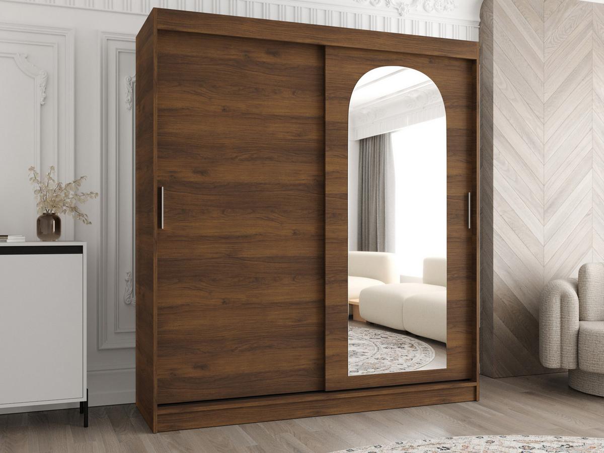 SCHWEBETÜRENSCHRANK Selfie 180 cm - Silberfarben/Nussbaumfarben, Holzwerkstoff/Kunststoff (180/200/62cm) - MIRJAN24