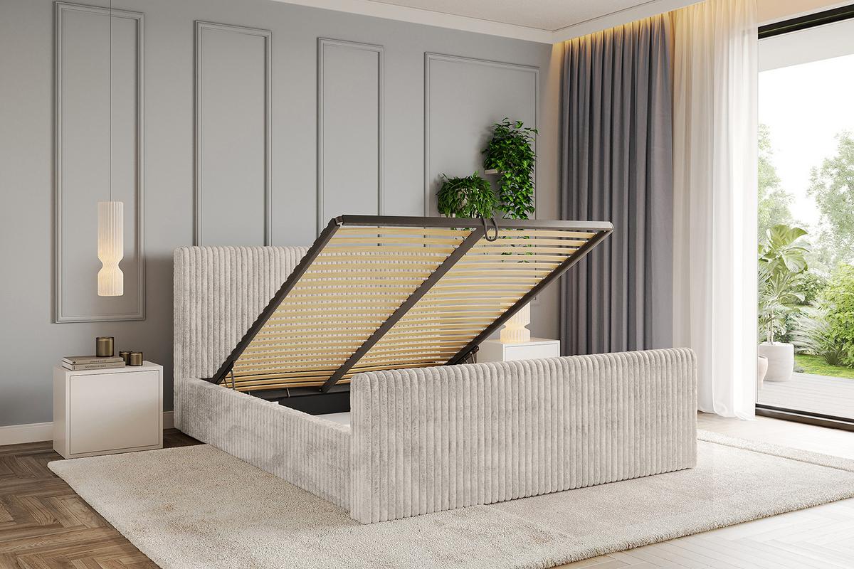 POLSTERBETT mit Bettkasten, Fußteil und Lattenrost, Boxbett ohne Matratze - ALOVA-Z-V1 120x200 Creme - Creme, Holzwerkstoff/Textil (120/200cm) - ALTDECOR