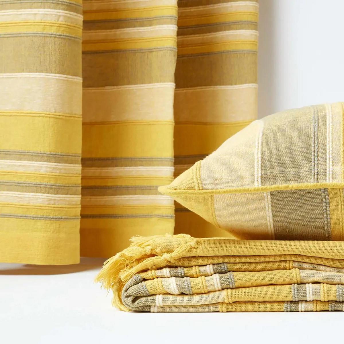 ÖSENVORHANG Morocco blickdicht 2er-Set, 167/228 cm - Gelb, Textil (167/228cm) - Homescapes