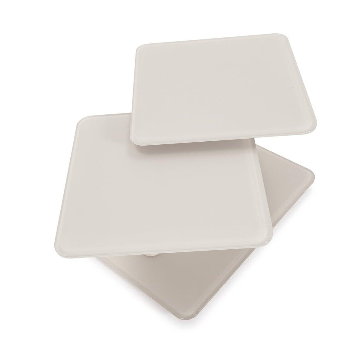 COUCHTISCH mit quadratischen Glasplatten 54/42,8/114,6 cm - Beige, Glas (66.5/54/42.8cm) - Calicosy