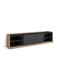LOWBOARD, 207x37x50cm, Für TV-Geräte bis zu 80", Fernsehtisch, Schwarz Eiche - Schwarz, Holzwerkstoff (207/50/37cm) - Skraut Home