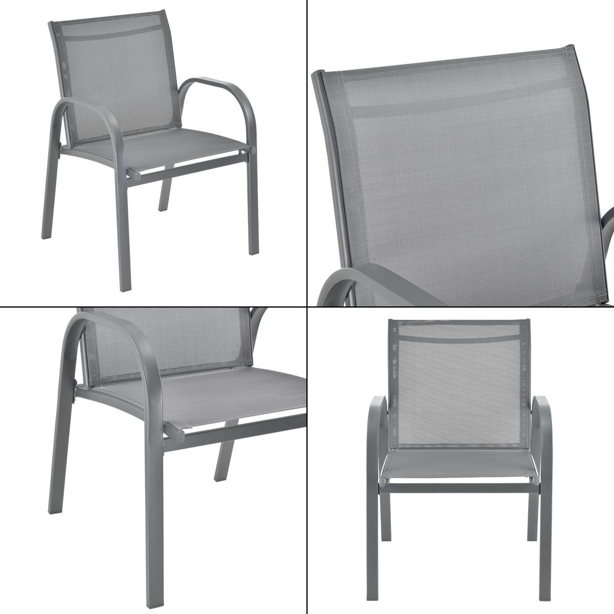GARTENMÖBEL-SET 4 TLG. Gagra - Hellgrau, Metall - [en.casa]