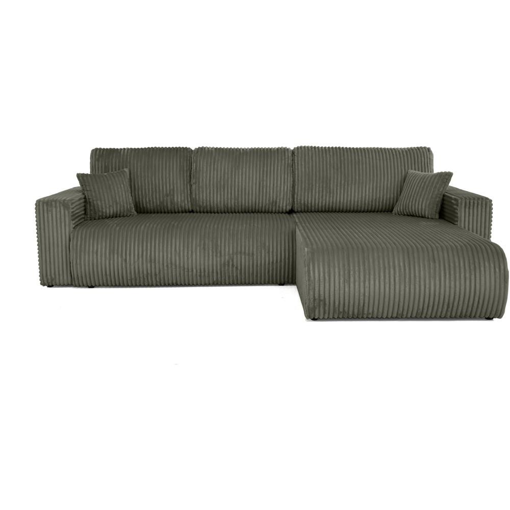 ECKSCHLAFSOFA Porto mit universelle Ottomane, Grün - Schwarz/Grün, Textil (288/190cm) - Beautysofa