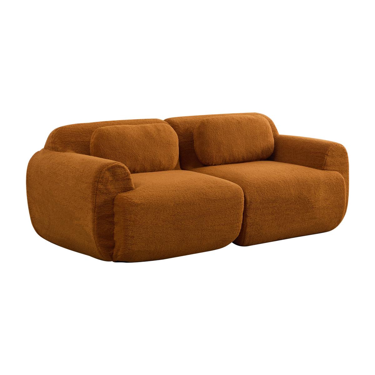2-SITZER SOFA Modulares Chenille Kompressionssofa - Cognac, Textil (189/71/91cm) - Urban Meuble