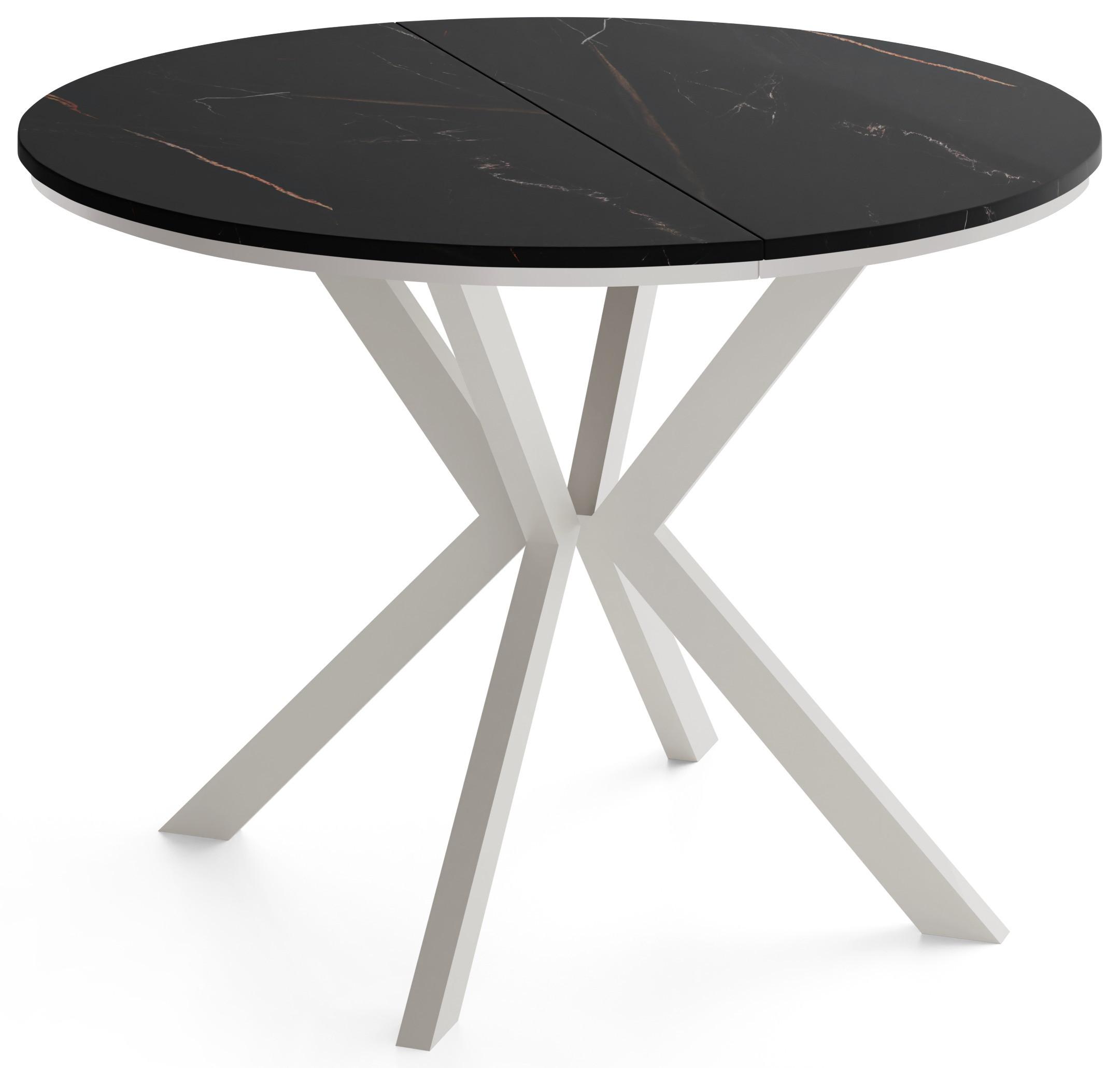 ESSTISCH Valio Neo rund oval ausziehbar verlängerbar mit Metallbeinen in Kaschmir Grau, Schwarz Marmor Kupfer 100-130/100/76 cm - Kaschmir/Beige, Holzwerkstoff/Metall (100/130/76cm) - WFL GROUP