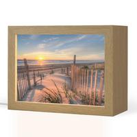 TISCHLEUCHTE Strand - Meer - Düne - Sonnenuntergang - Landschaft 20x15 cm - Creme, Holzwerkstoff (8/20/15cm) - OnlyWow