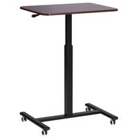 LAPTOPTISCH manuell höhenverstellbar 65/48 cm mit Rädern Dunkelbraun Academia - Schwarz/Braun, Holzwerkstoff/Metall (48/65/73cm) - Beliani