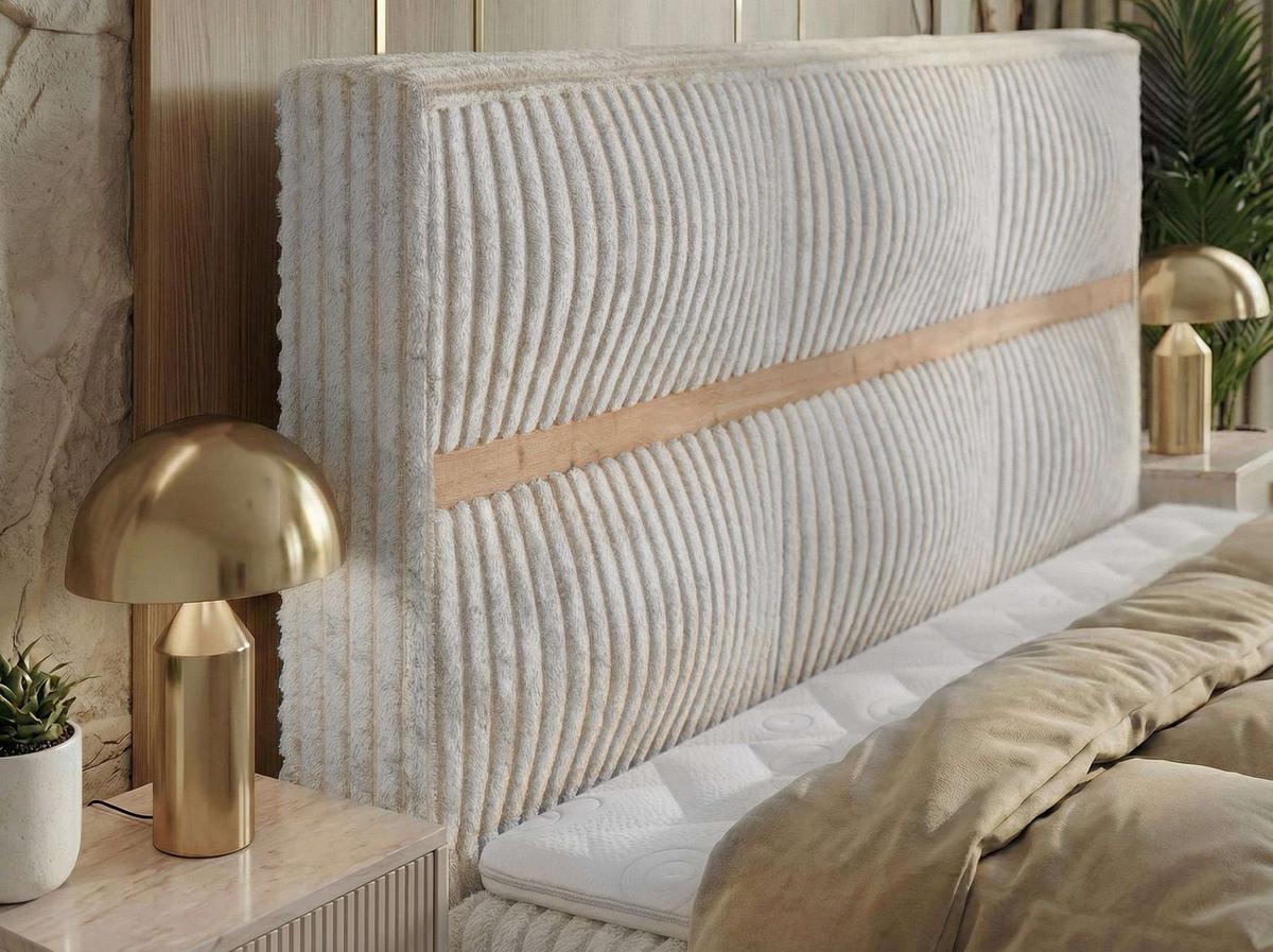 BOXBETT ORVO 200/200 - Beige Cord - Topper Visco - H3 - Beige/Schwarz, Kunststoff/Textil (200/200cm) - MKS